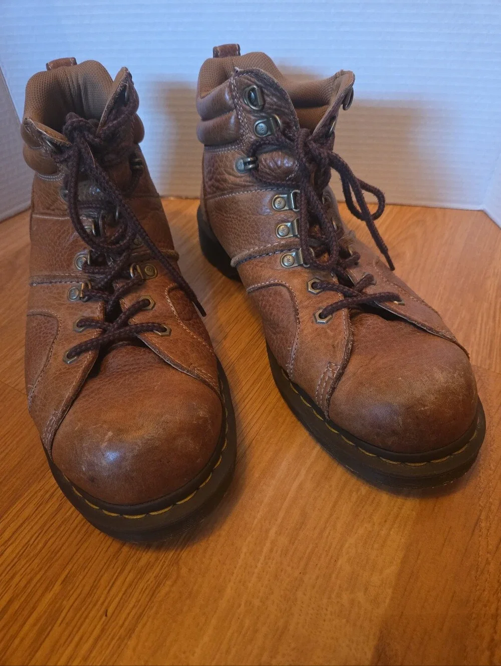 Dr Martens Men's Brown Leather Work Boots Size 12 Lace Up